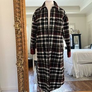 Alice + Olivia Women's White Zazie Plaid Printed Reversible Coat Jacket Size S